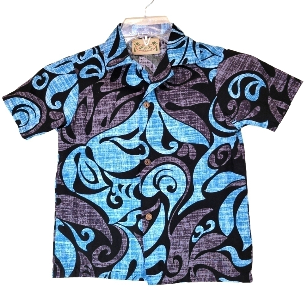 𝅺fashion E&K Made in Hawaii Button Up Short Sleeve Shirt Kids Size 8